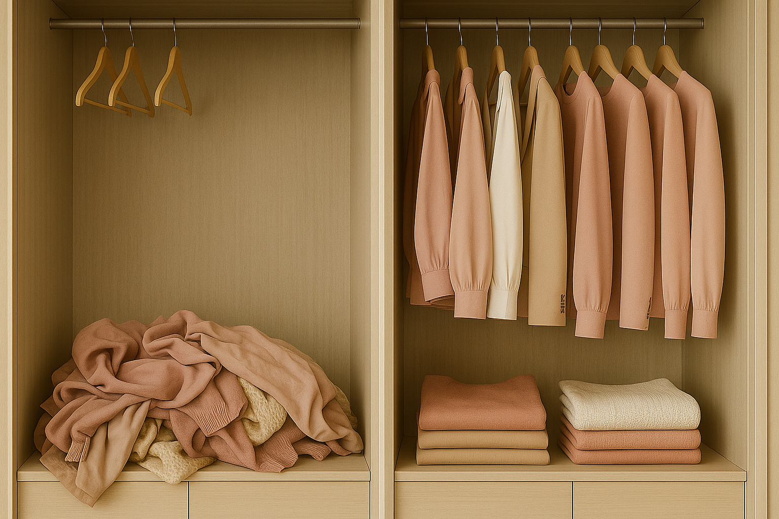 slordige en nette kledingkast