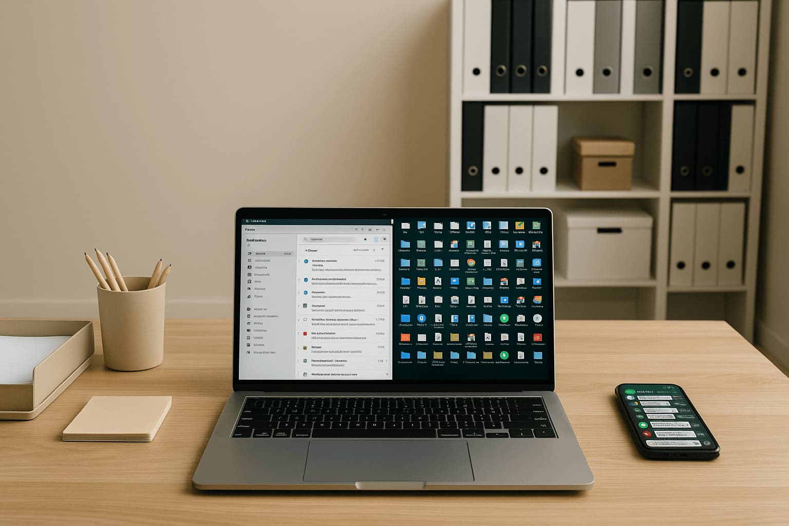 opgeruimd kantoor chaos op laptop