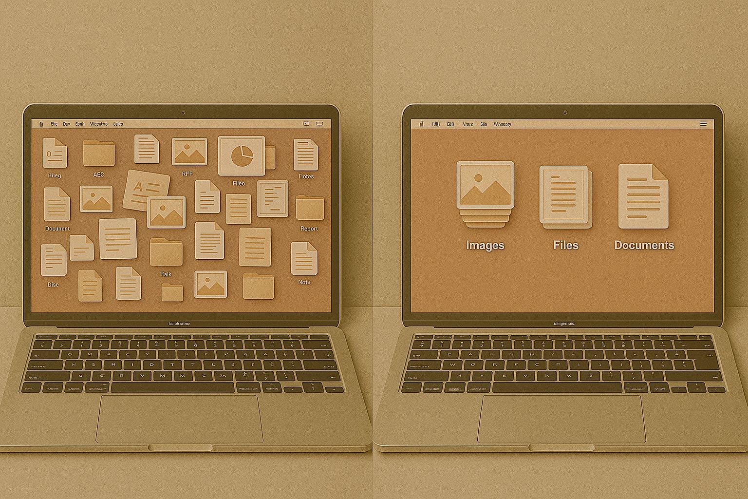 volle en opgeruimde laptop