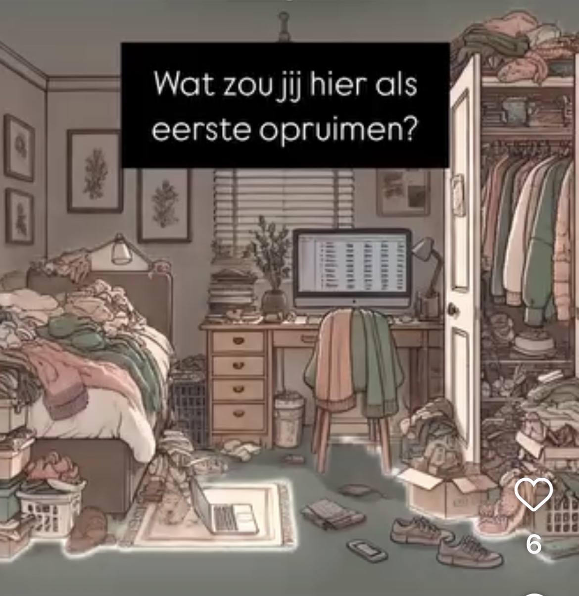 Zeer rommelige kamer