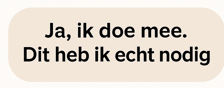 knop met tekst ik doe mee dit heb ik echt nodig